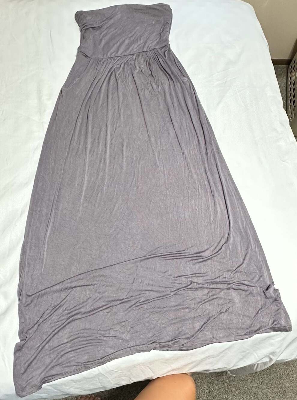 Maverick The Collection Gray Strapless Maxi Dress with Pockets Size L